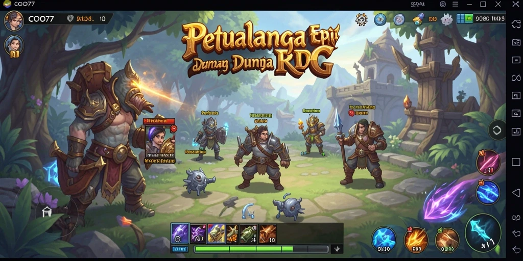Tangkapan layar COO77 menampilkan aksi heroik dalam permainan RPG.