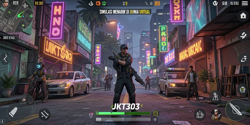 Screenshot gameplay JKT303 menampilkan karakter dalam dunia simulasi yang menarik.