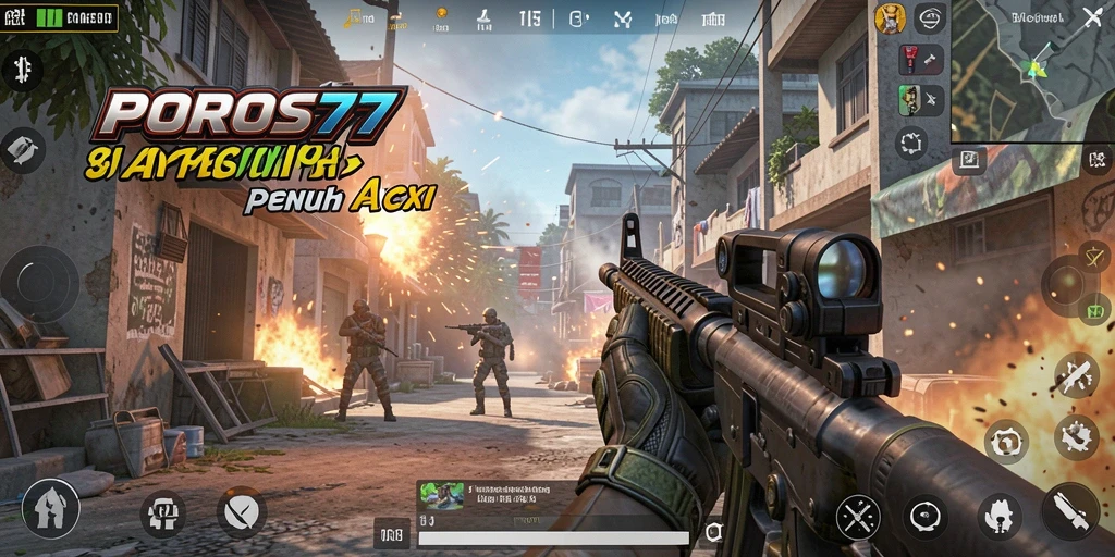 Screenshot POROS77 menampilkan aksi seru dari gameplay FPS.