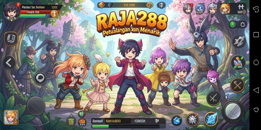 Tampilan gameplay menarik RAJA288 dalam nuansa Anime.