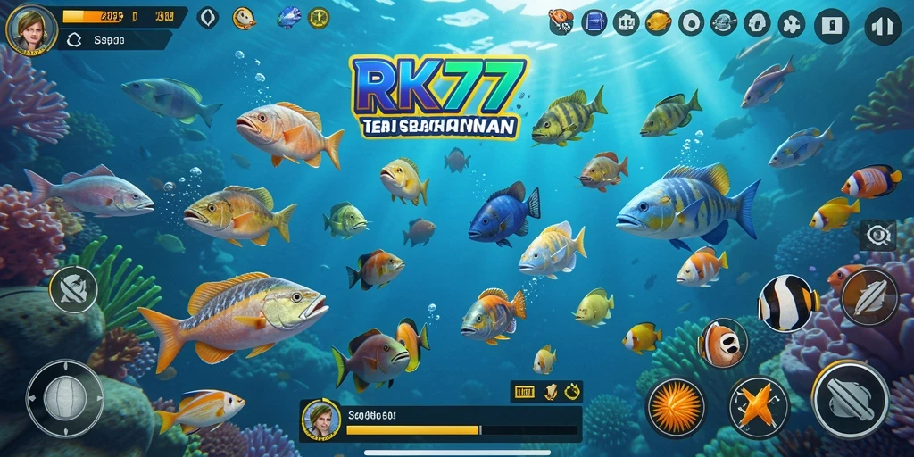 Tampilan menarik dari gameplay Tembak Ikan RK77 yang seru.